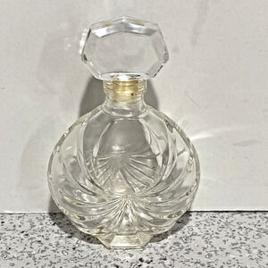 Vintage Clear Cut Crystal Perfume Bottle Scent Flask Small Size Made in France